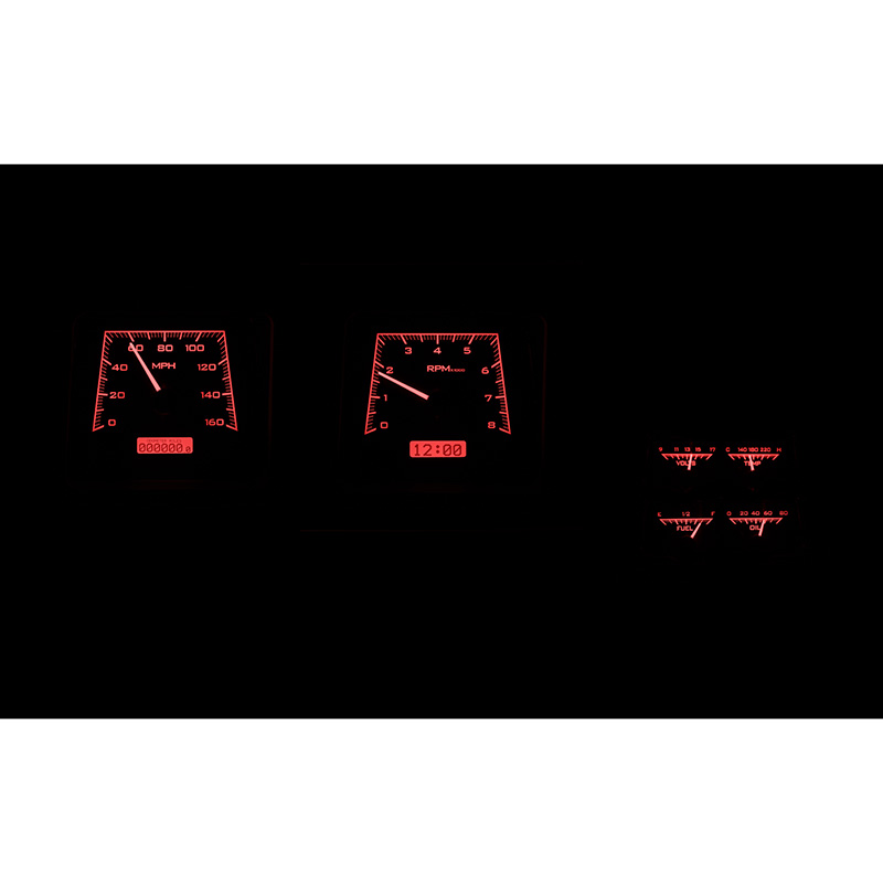 Dakota Digital 1969 Chevy Camaro w/ Console Gauges VHX System, Black Alloy Style Face, Red Display
